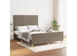The Living Store Struttura Letto Con Testiera In Tessuto Taupe 140X200 Cm