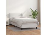The Living Store Letto A Molle Con Materasso Bianco 90X190 Cm In Pelle Finta