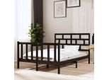 The Living Store Letto In Legno Massiccio Di Pino Nero 135X190 Cm