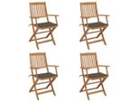 The Living Store Sedie Da Giardino Pieghevoli 4 Pezzi Con Cuscino In Legno Massiccio Di Acacia