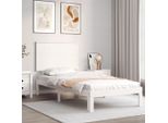 The Living Store Letto In Legno Massiccio Con Testiera Bianco 100X200 Cm