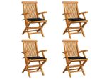 The Living Store Sedie Da Giardino Con Cuscini Neri 4 Pz. Legno Massiccio Di Teak