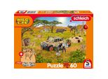Schmidt Puzzle Schleich In Savannah 60 Pezzi + Schleich Figura