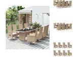 Vidaxl Set Da Pranzo Da Giardino 9 Pezzi Con Cuscini Beige Poly Rattan - Sedie Da Giardino