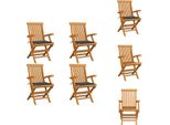 Vidaxl Sedie Da Giardino Con Cuscini Antracite 4 Pz. Legno Massiccio Teak - Sedie Da Giardino