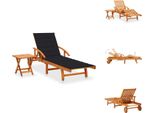 Vidaxl Lettino Da Sole Con Tavolo E Cuscino In Legno Massiccio Di Acacia - Lettini Da Sole