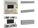 Vidaxl Mobili Tv A Parete 4 Pz. Grigio Sonoma 100X30X30 Cm - Mobile Tv A Parete - Mobili Tv A Parete - Mobile Tv - Mobili Tv
