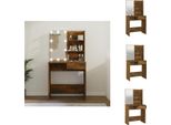Vidaxl Tavolino Da Toilette Con Led In Rovere Fumé 74,5X40X141 Cm - Tavolini Da Toilette