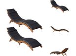 Vidaxl Lettini Prendisole Con Cuscini 2 Pz. Legno Massiccio Di Acacia Grigio Scuro - Lettini Prendisole