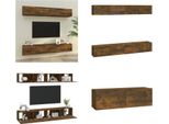 Vidaxl Mobili Tv A Parete 4 Pz. Rovere Fumé 100X30X30 Cm - Mobile Tv A Parete - Mobili Tv A Parete - Mobile Tv - Mobili Tv