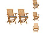 Vidaxl Sedie Da Giardino Con Cuscini Grigi 2 Pz. Legno Massiccio Teak - Sedie Da Giardino
