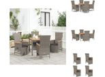 Vidaxl Set Da Pranzo Da Giardino 5 Pezzi Con Cuscini In Poly Rattan Grigio - Sedie Da Giardino