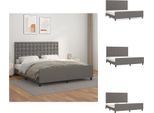 Vidaxl Struttura Letto Con Testiera Grigia 180X200 Cm In Pelle Finta - Letti E Strutture Letto