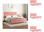 Vidaxl Struttura Letto Con Testiera Rosa 180X200 Cm In Velluto - Letti E Strutture Letto