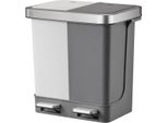 Eko - Pattumiera A Pedale Hana Duo 10+10 Litri - Acciaio Inox Plastica - Bianco, Grigio
