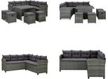 vidaXL 6 tlg. Garten Lounge Set mit Auflagen Poly Rattan Grau - Garten-Sofa-Set - Garten-Sofa-Sets - Gartenmöbel Set - Gartenmöbel Sets
