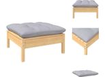 Vidaxl Sgabello Da Giardino Con Cuscino Grigio In Legno Di Pino Massiccio - Elementi Per Divani Da Giardino