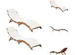 Vidaxl Lettini Prendisole Con Cuscini 2 Pz. Bianco Crema In Legno Massiccio Di Acacia - Lettini Prendisole