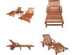 Vidaxl Lettini Prendisole 2 Pezzi Con Tavolo In Legno Massiccio Di Acacia - Lettino E Tavolo - Lettini E Tavoli - Lettino - Sdraio