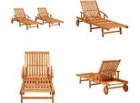 Vidaxl Lettini Prendisole 2 Pz. Legno Massiccio Di Acacia - Lettino Da Giardino - Lettini Da Giardino - Lettino Da Sole - Lettini Da Sole