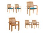 Vidaxl Sedie Da Giardino 2 Pezzi Con Cuscini Blu In Teak Massiccio - Sedia Da Giardino - Sedie Da Giardino - Sedia Da Giardino Di Legno - Sedie Da Giardino Di Legno