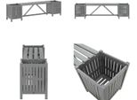 Vidaxl Panca Da Giardino Con 2 Fioriere 150 Cm In Legno Massiccio Di Acacia Grigio - Panca Da Giardino - Panche Da Giardino In Legno - Panche Da Giardino In Legno