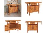 Vidaxl Banco Da Lavoro Con Cassetti Morse 124X52X83 Cm In Legno Di Acacia - Banco Da Lavoro - Banchi Da Lavoro - Tavolo Da Lavoro - Postazione Di Lavoro