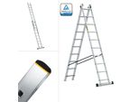 Drabest | Scala In Alluminio - 2 Parti 2X13 Gradini, Altezza Di Lavoro 6,55 M, Rheinland, En 131, Pioli Antiscivolo, Stabilizzatore, Portata 150 Kg