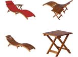 Vidaxl Lettino Da Sole Con Tavolo E Cuscino In Legno Massiccio Di Acacia - Lettino Da Sole Con Tavolo - Lettini Da Sole Con Tavolo - Lettino Da Sole In Legno Con Tavolo - Lettini Da Sole In Legno Con Tavolo