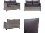 Vidaxl Divano Da Giardino A 2 Posti Con Cuscini Grigio 124 Cm In Poly Rattan - Divano Da Giardino - Divani Da Giardino - Lounge - Lounging