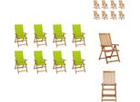 Vidaxl Sedie Da Giardino Pieghevoli Con Cuscini 8 Pz. Legno Massiccio Di Acacia - Sedie Da Giardino