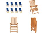 Vidaxl Sdraio Da Giardino Con Cuscini 8 Pz. Legno Massiccio Di Teak - Sedia Da Giardino - Sedie Da Giardino - Sdraio Da Giardino - Sdraio Da Giardino
