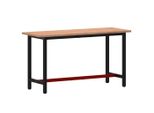 Banco Da Lavoro 150X55X81,5 Cm In Legno Massiccio Di Faggio E Metallo