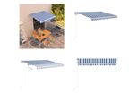 Vidaxl Tenda Da Sole A Scomparsa Automatica 300X250 Cm Blu E Bianca - Tenda Da Sole - Tenda Da Sole - Tettoia Solare - Tettoie Solari