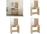 Vidaxl Tavolino Da Toilette Con Led Rovere Sonoma 74,5X40X141 Cm Materiale A Base Di Legno - Tavolino Da Toilette - Tavolino Da Trucco - Tavolino Per Cosmetici - Tavolino Da Toilette