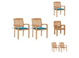 Vidaxl Sedie Da Giardino 2 Pezzi Con Cuscini Blu In Legno Massiccio Teak - Sedie Da Giardino