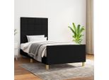 The Living Store Struttura Letto Con Testiera Nera 100X200 Cm In Tessuto