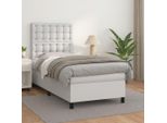 The Living Store Letto A Molle Con Materasso Bianco 100X200 Cm In Pelle Finta