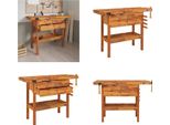 Vidaxl Banco Da Lavoro Con Cassetti Morse 124X52X83 Cm In Legno Di Acacia - Banco Da Lavoro - Banchi Da Lavoro - Tavolo Da Lavoro - Postazione Di Lavoro