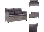 Vidaxl Divano Da Giardino A 2 Posti Con Cuscini Grigio 124 Cm In Poly Rattan - Divani Da Giardino
