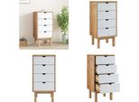 Vidaxl Cassettiera Otta Brown&White 46X39,5X90 Cm In Legno Massiccio - Cassettiera - Cassettiere - Cassettiera - Cassettiera - Cassettone