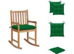 Vidaxl Sedia A Dondolo Con Cuscino Verde In Legno Massiccio Di Teak - Sedie Da Giardino