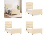 Vidaxl Struttura Letto Con Testiera Crema 100X200 Cm In Tessuto - Struttura Letto Con Testiera - Struttura Letto Con Testiera - Struttura Letto - Letto Con Testiera