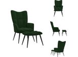 Vidaxl Poltrona Relax Con Sgabello In Velluto Verde Scuro - Poltrona