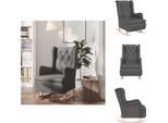 Vidaxl Poltrona A Dondolo Con Gambe In Legno Di Gomma E Tessuto Grigio Scuro - Poltrona