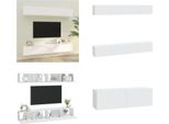 Vidaxl Mobili Da Parete Per Tv 4 Pz. Bianco 100X30X30 Cm - Mobile Tv A Parete - Mobili Tv A Parete - Mobile Tv - Mobili Tv