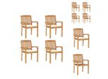 Vidaxl Sedie Da Giardino Impilabili Con Cuscini 4 Pz. Legno Massiccio Teak - Sedie Da Giardino