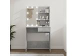 The Living Store Comodino Con Led In Cemento Grigio 74,5X40X141 Cm