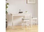 The Living Store Tavolo Da Pranzo Bianco 110X55X75 Cm In Legno Di Pino Massiccio