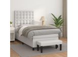 The Living Store Letto A Molle Con Materasso Bianco 90X190 Cm In Pelle Finta